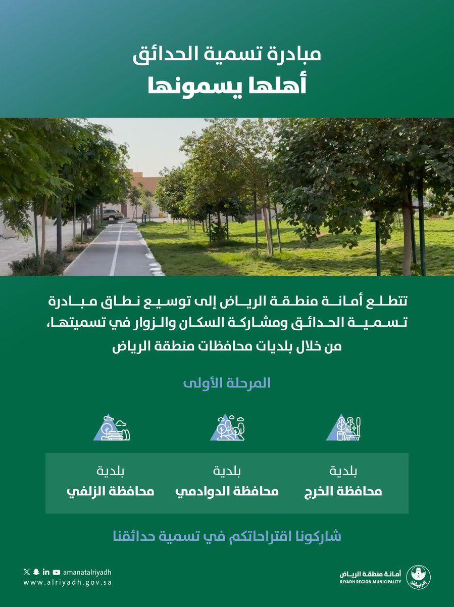 Launching the Naming of Parks within the Municipalities of the Region’s Governorates and Centers